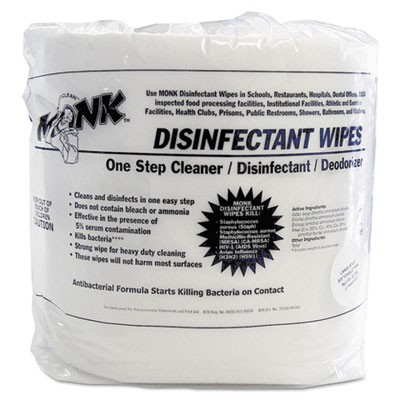Monk Disinfecting Wipes, 800 Count Large 8" X 6" Lemon Breeze Scent Disinfectant Wipes (2 Refill Rolls)