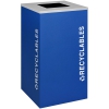 Exk Rc-kdsq-pc-ryx 24 Gallon Square Classic Kaleidoscope Receptacle Royal Blue With Two White Plastic/glass Recycle #45-062pg Decals And Comingle Lid Rigid Liner