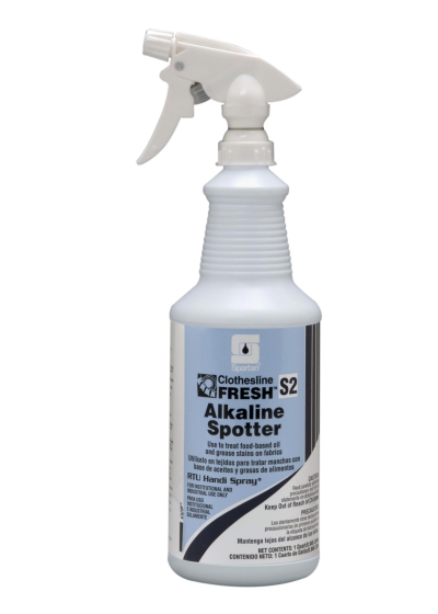 Clotheline Fresh Spotter S2 Alkaline 32 Ounce 12/case Laundry Program Best On Food Based Oils And Grease Stains Ph 12.2-12.8