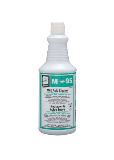 M95 Industrial Cleaner Mild Acid 32 Ounce Ready To Use 12/cs Includes Glove  cleaner For Tile Porcelain China & Metal Ph Less Than 1